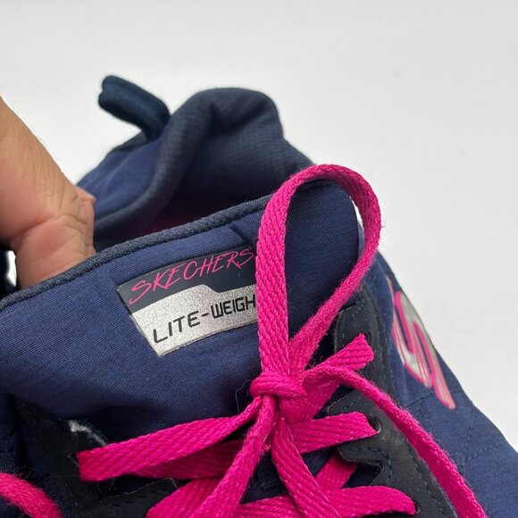 Skechers Navy Blue Pink Lightweight Athletic Running Walking Sneakers Womens 9.5 - Picture 4 of 8